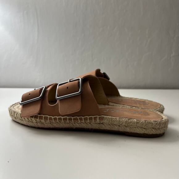 Splendid Blake Buckle Espadrille Leather Slide Sandals Size 6 Coastal Casual - Picture 6 of 10